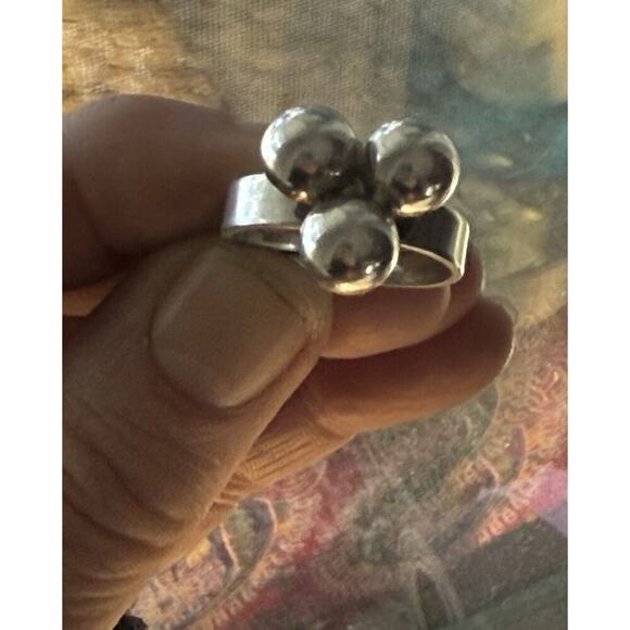 Sterling Silver MCM Brutalist Bengt Hallberg BEH 3 Sphere Ring Adjustable 7-9 - Picture 2 of 8